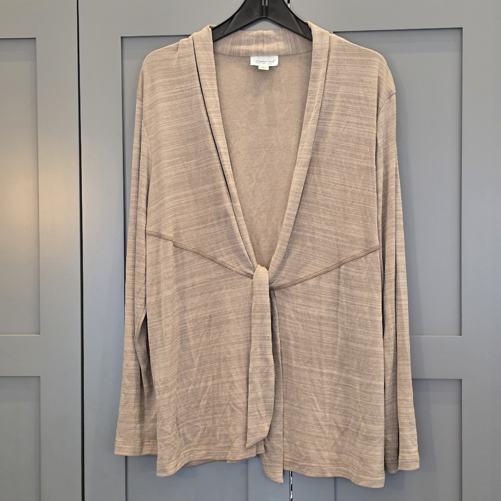 Coldwater Creek Tie Front Cardigan Size XL Long Sleeve Oatmeal Office Classic